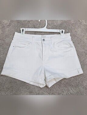 Sneak Peek White Cuffed Mid Rise Stretch Denim Shorts Sz. Meduim